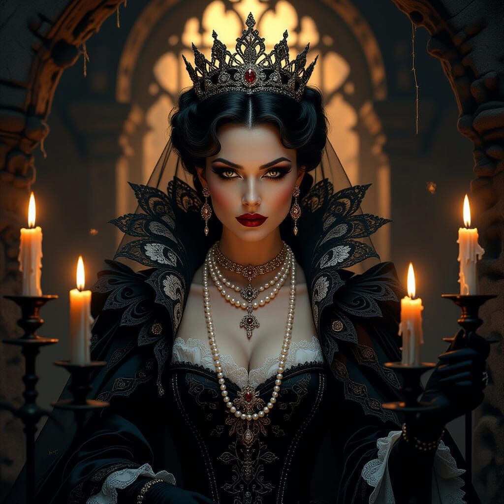 Gloomy Evil Queen in Dark Baroque Style