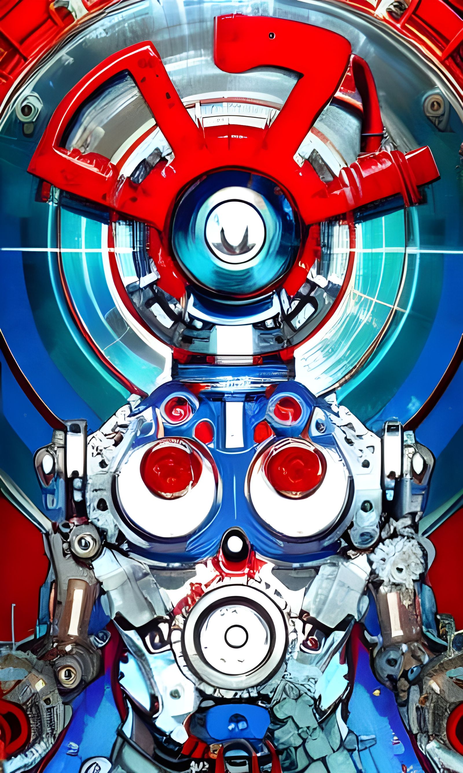 Robot with Visible Gears in Alphonse Mucha Style