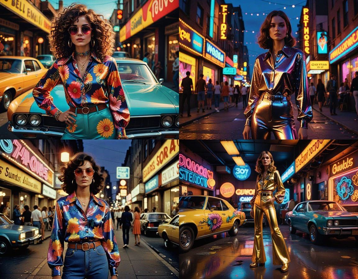 Glamorous 1970s Fashion Scene in Ultra-HD