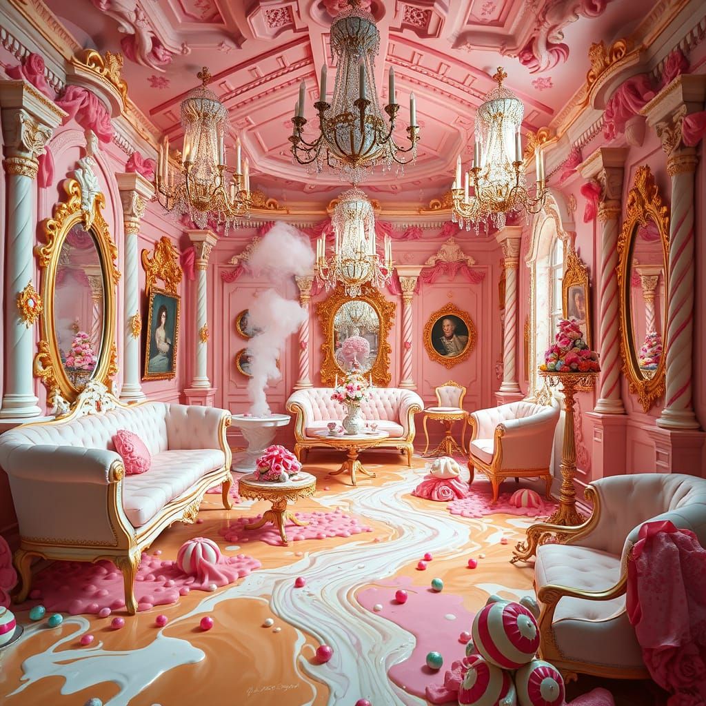Surreal Candy Rococo Parlor: A Dreamlike Fantasy