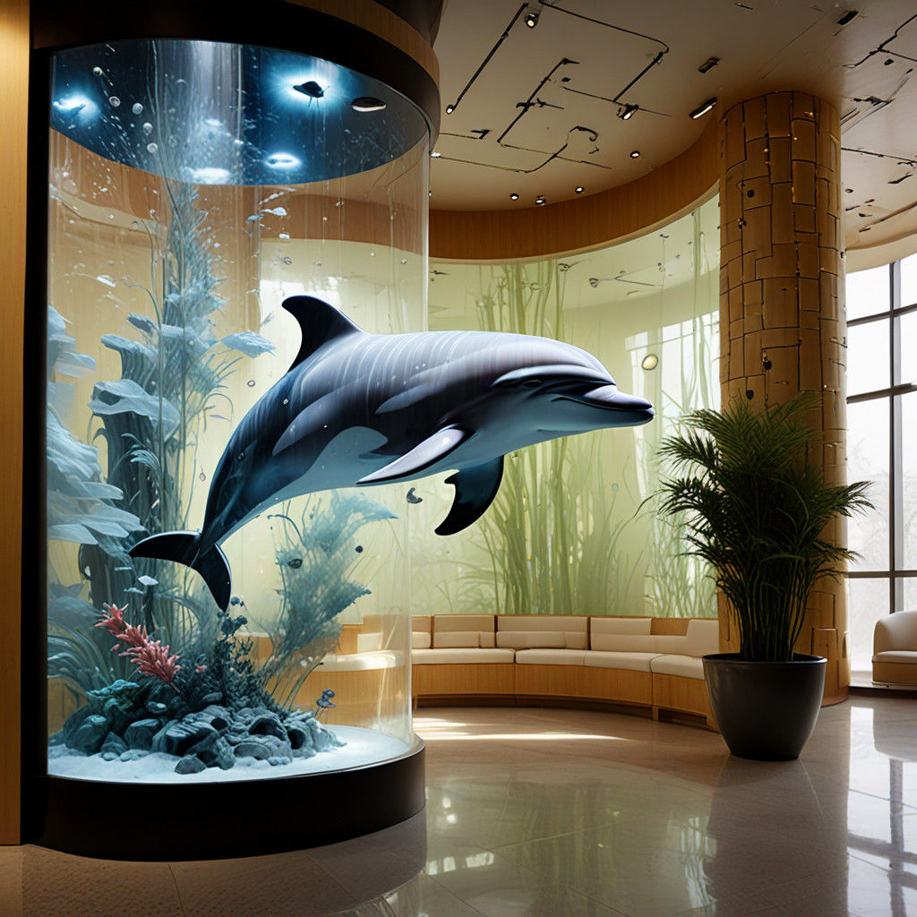 Surreal Dolphin Hologram in Neon Light