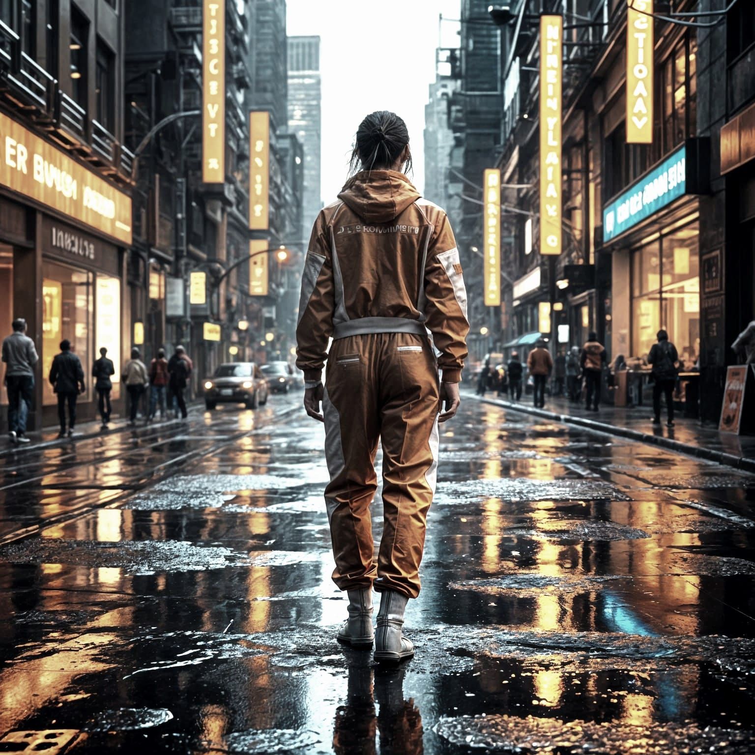 Futuristic Cyberpunk Cityscape with Dramatic Lighting