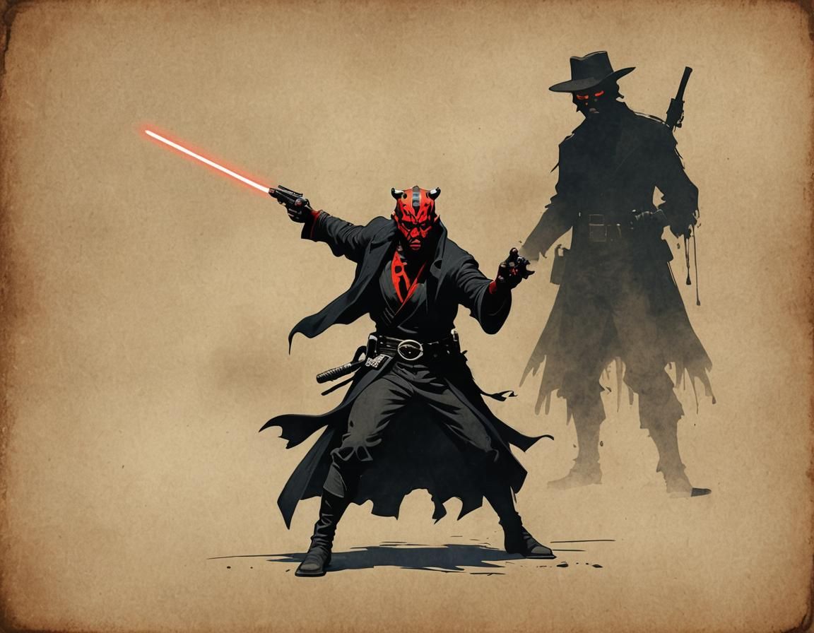Darth Maul as Gunslinger in Frazetta Style