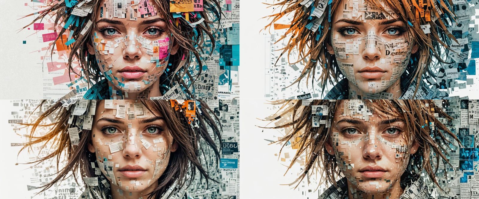 Emo Girl Portrait Made of Digital Fragments