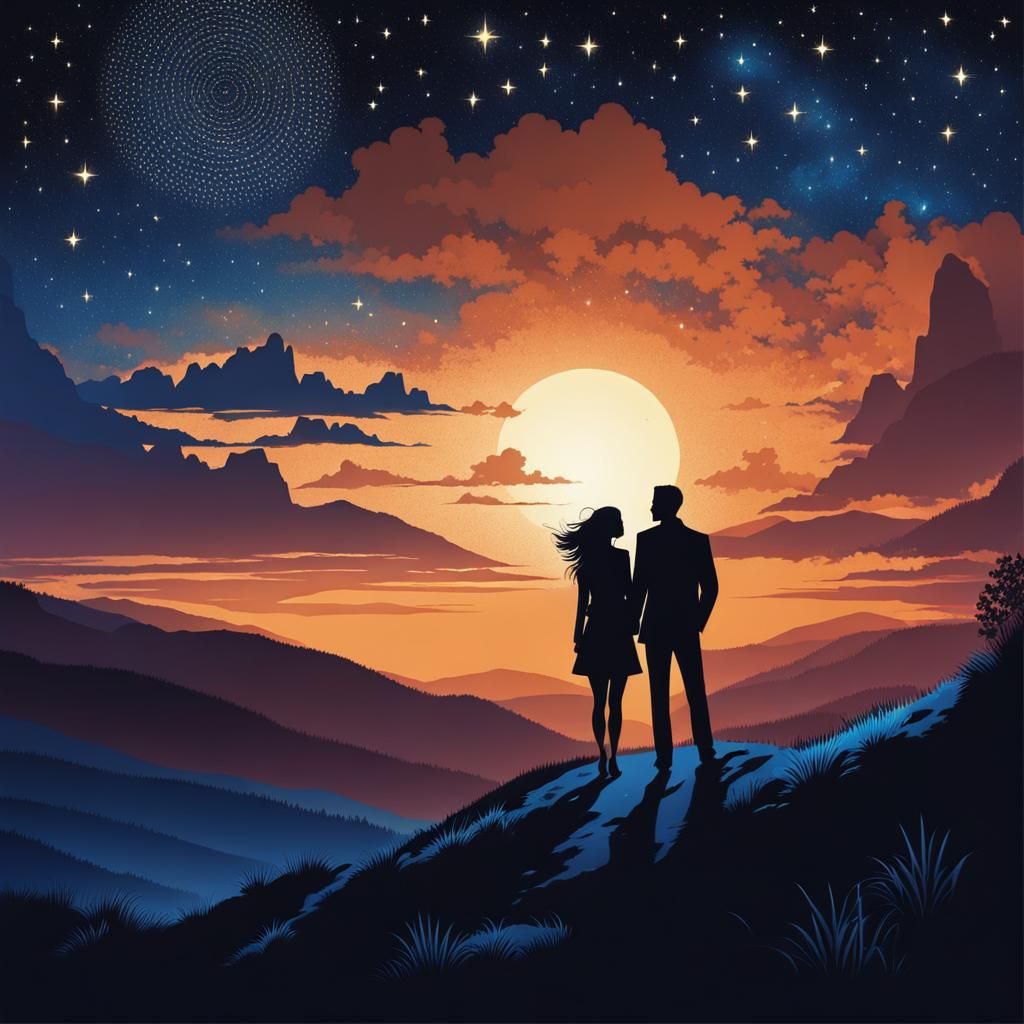 Night Sky Gazing: Silhouettes Under the Stars