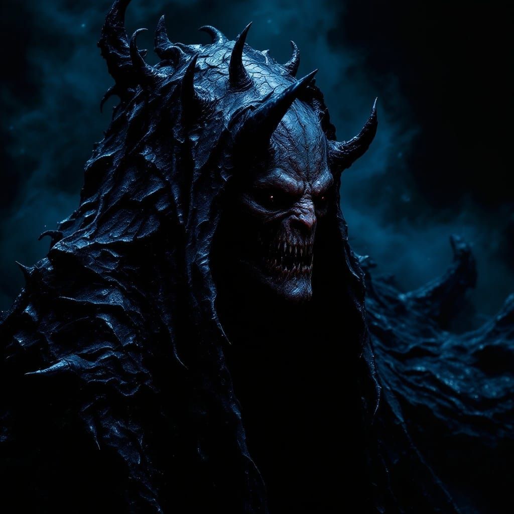 Monstrous, Obsidian-Scaled Being Emerges from Darkness