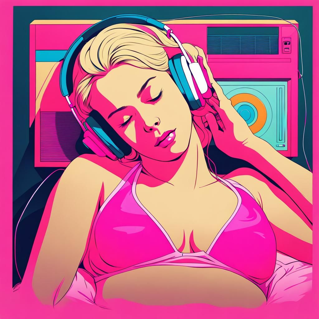 Curvy Blonde Girl Sleeping in Pop Art Style
