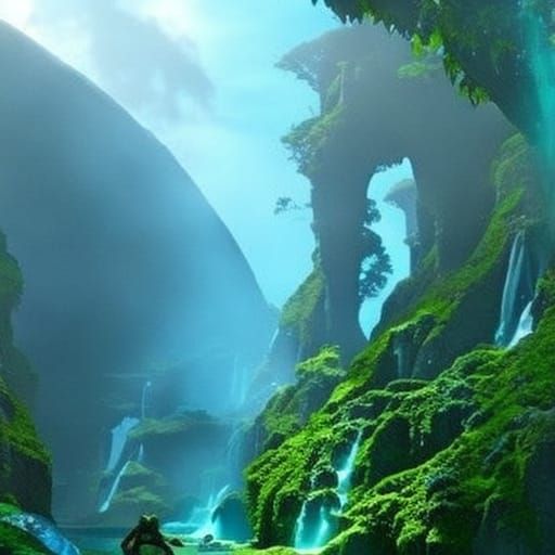 Ethereal Na'vi on Ikran: Avatar-Inspired Scene