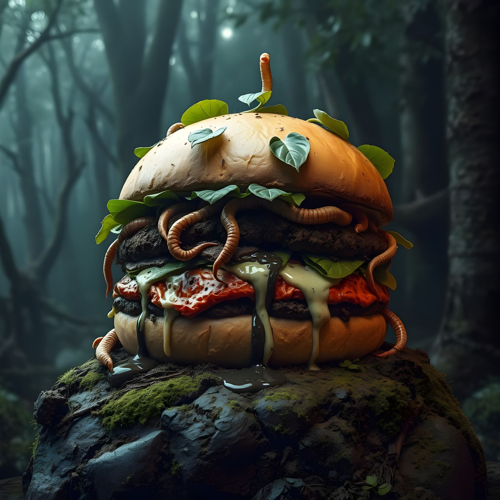 Gruesome Burger in a Dim Jungle