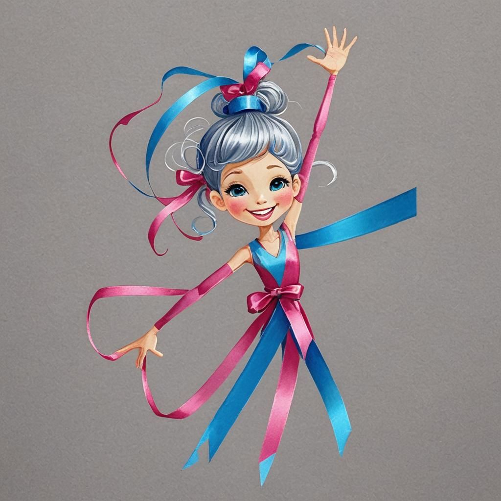 Ribbon Gymnastics: Dancer with Pink Ribbon