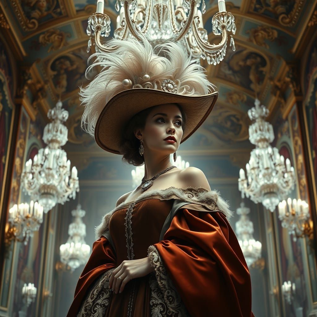Noblewoman in Grand Baroque Hall