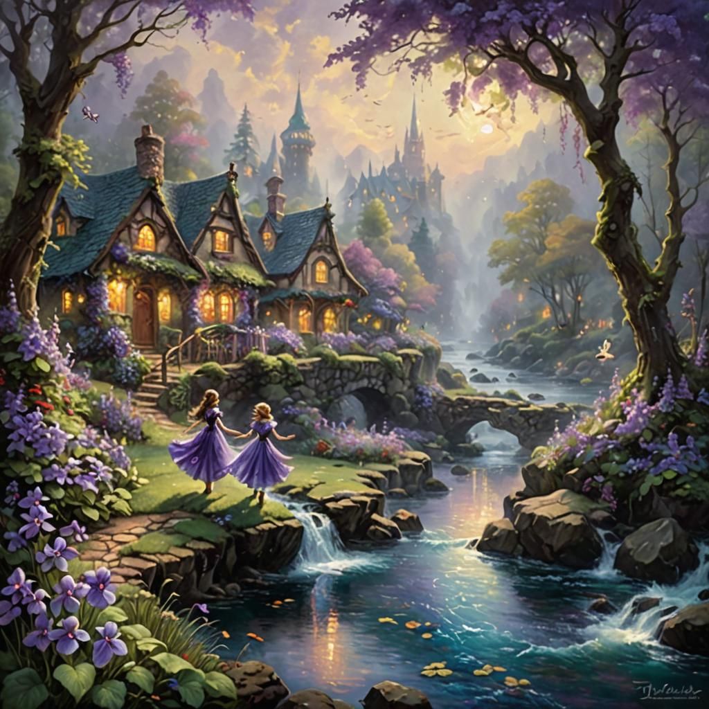 Ethereal Elves Dancing Among Wild Violets