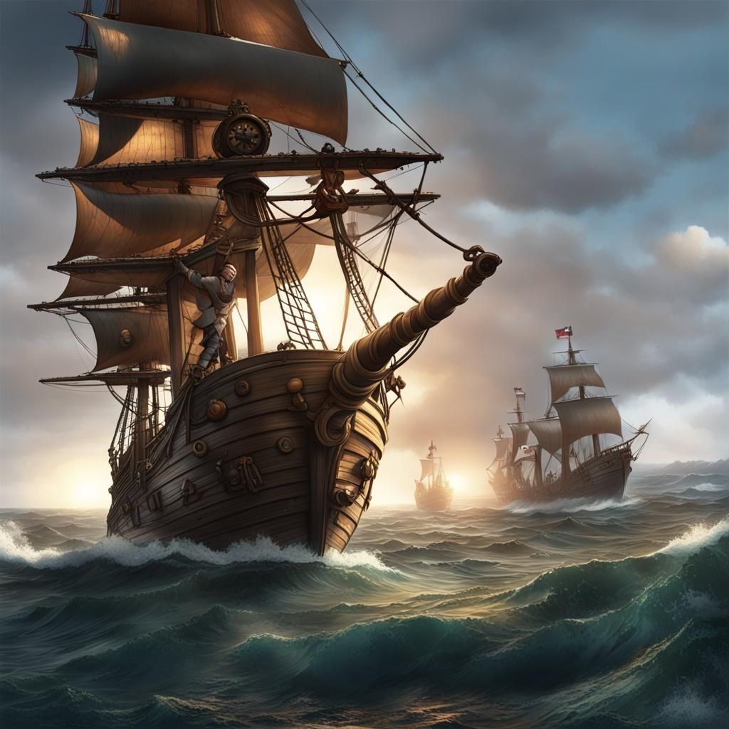 Pirates Sailing Home: A 3D Digital Art Scene