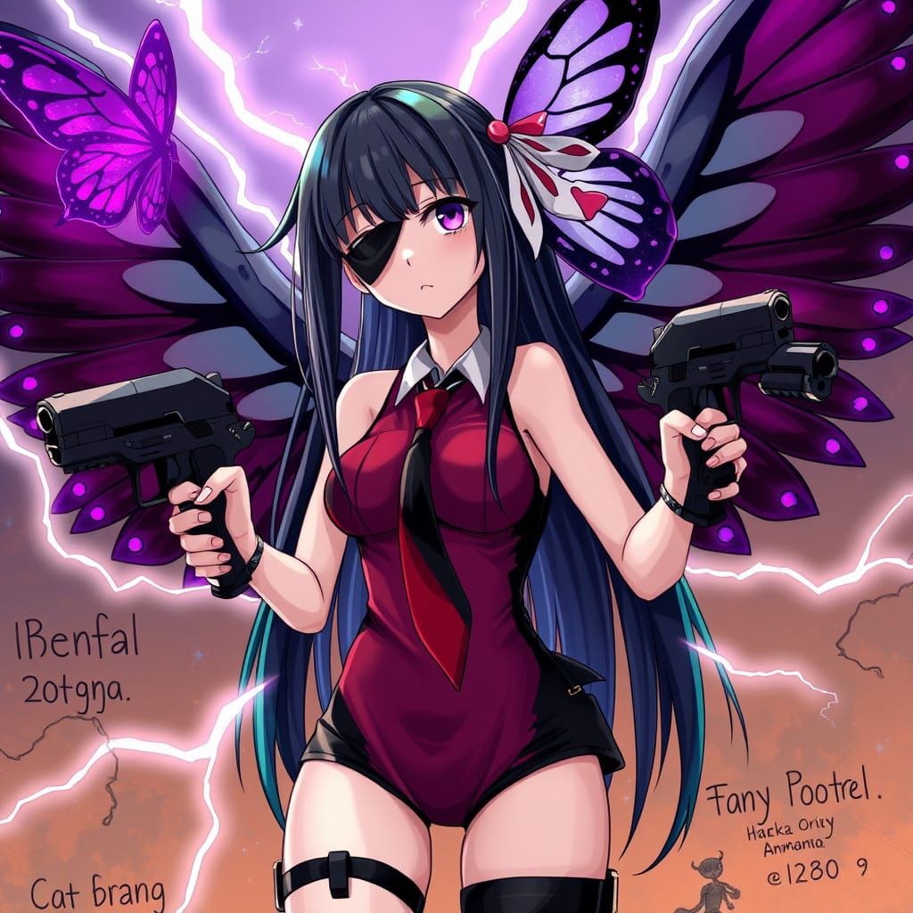 Anime Girl Controlled by Mysterious Purple Butterfly in Cybe...
