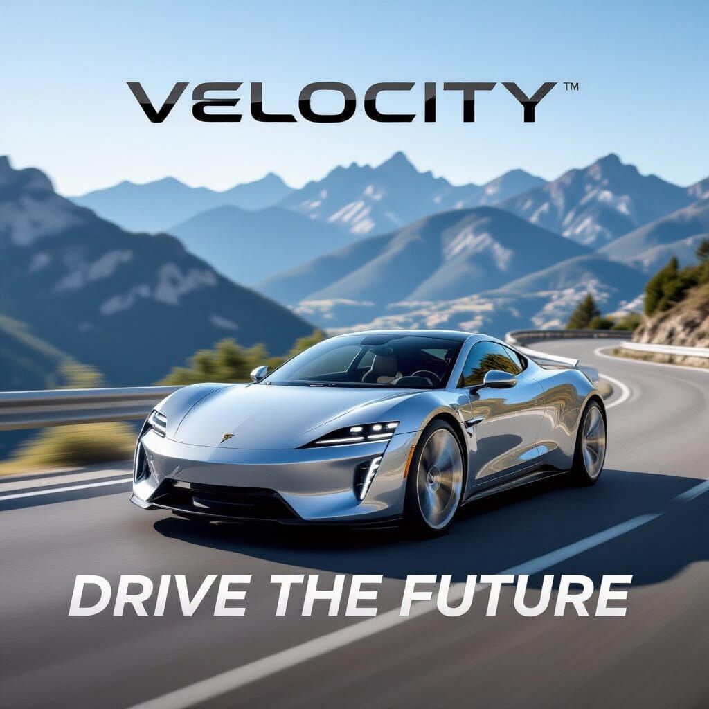 Luxury Car on Mountain Road in Premium Design