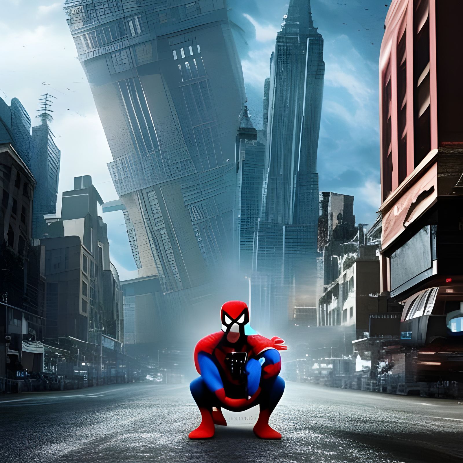 Epic Cinematic Digital Painting of Spider Man and Wild Robot