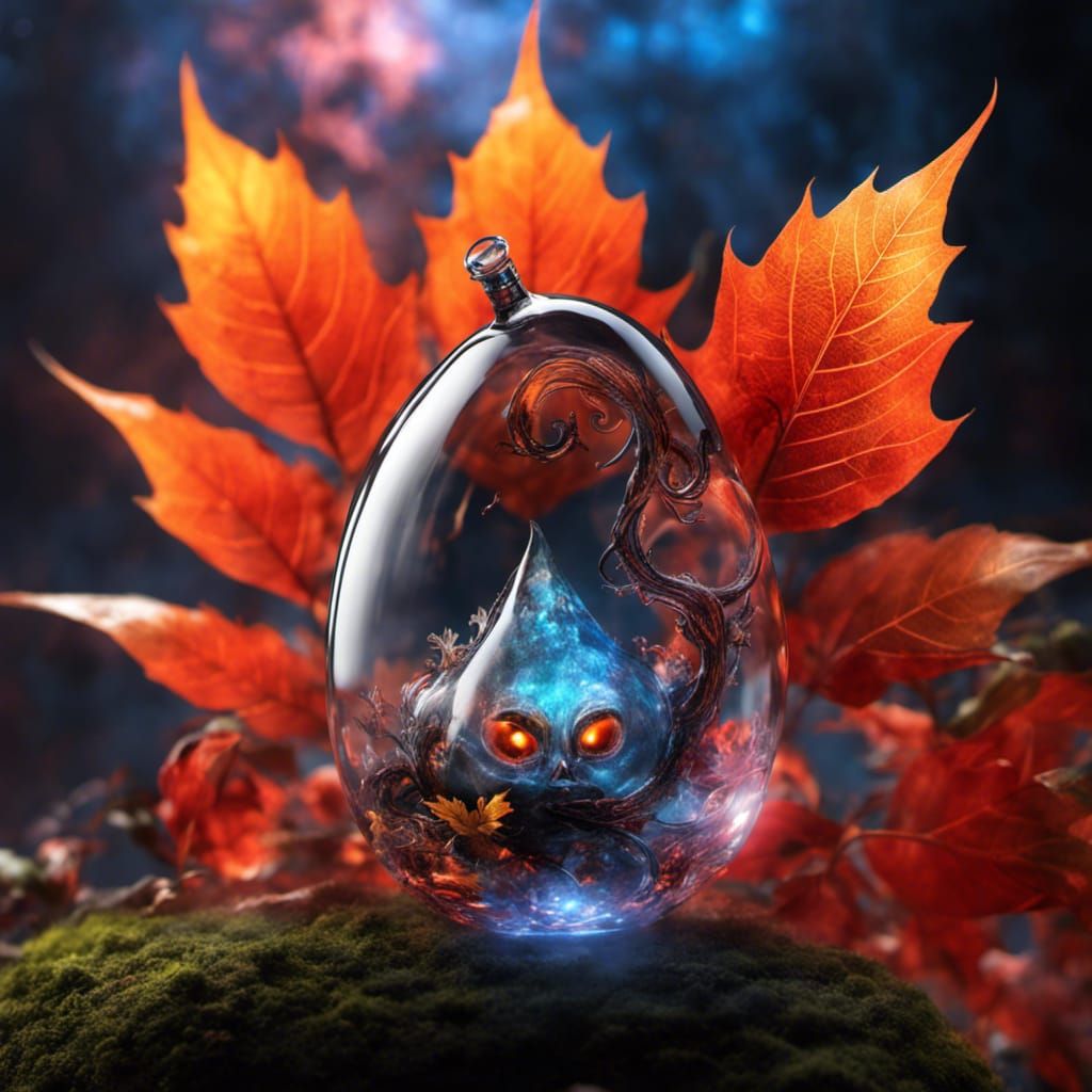 Glass Pumpkin with Miniature Halloween World in CGI