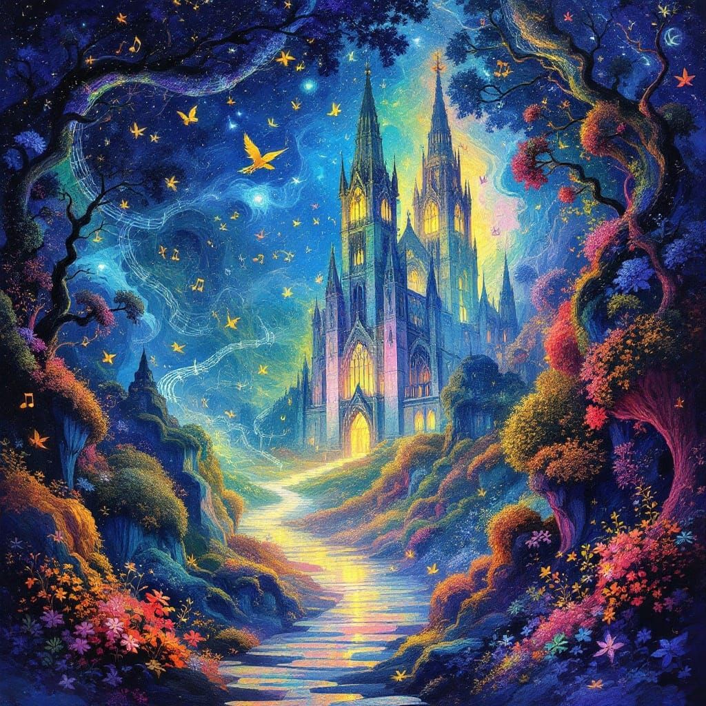 Surrealist Cathedral Rises from Celestial Sea of Music