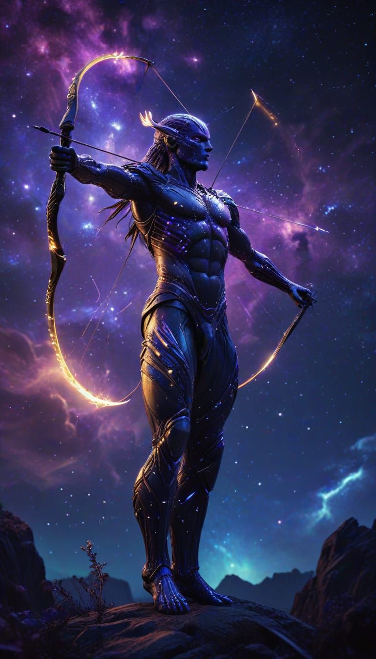 Cosmic Centaur Archer in Vibrant, Golden Hues