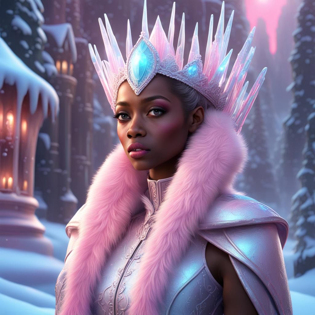 Stunning Melanin Ice Princess in Disney Style