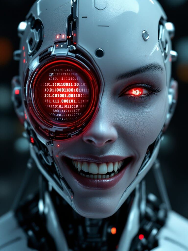 Futuristic Cyborg Reveals Malevolent Intentions in HDR CGI