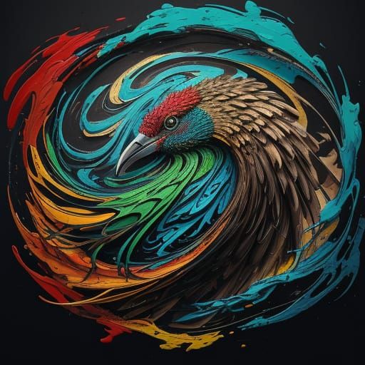 Surreal Abstract Turkey Head Oil Painting