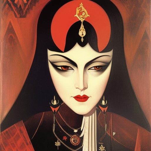 Elegant Vampire in Coffin, Portrait Art