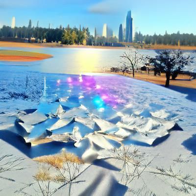 Goose Lake Frozen Over with Opalescent Sky