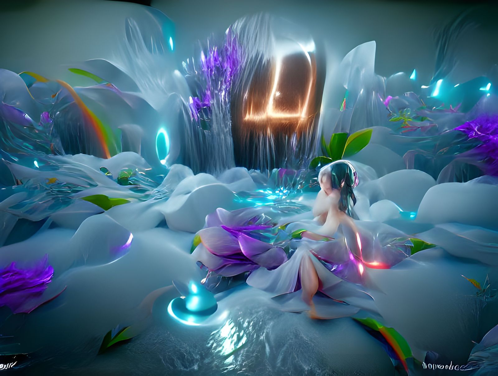 Enchanted Fairy Fountain in a Mystical Forest