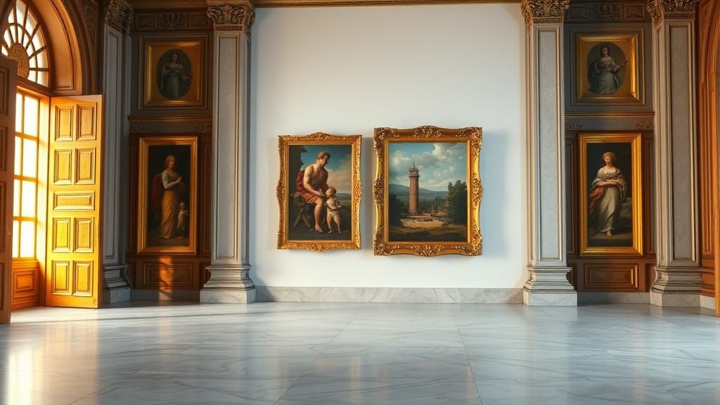Castle Interior Gallery in Warm Golden Light