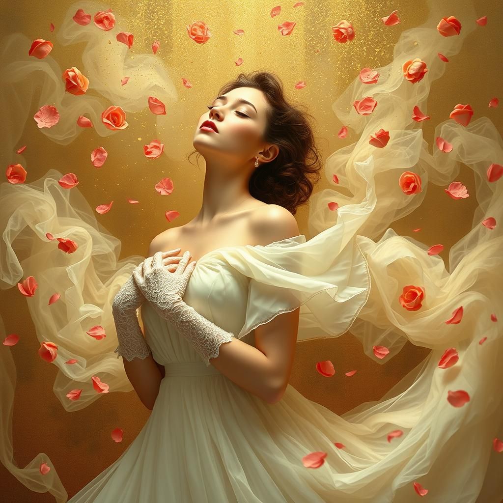 Woman in Sugar Rain, Art Nouveau Style