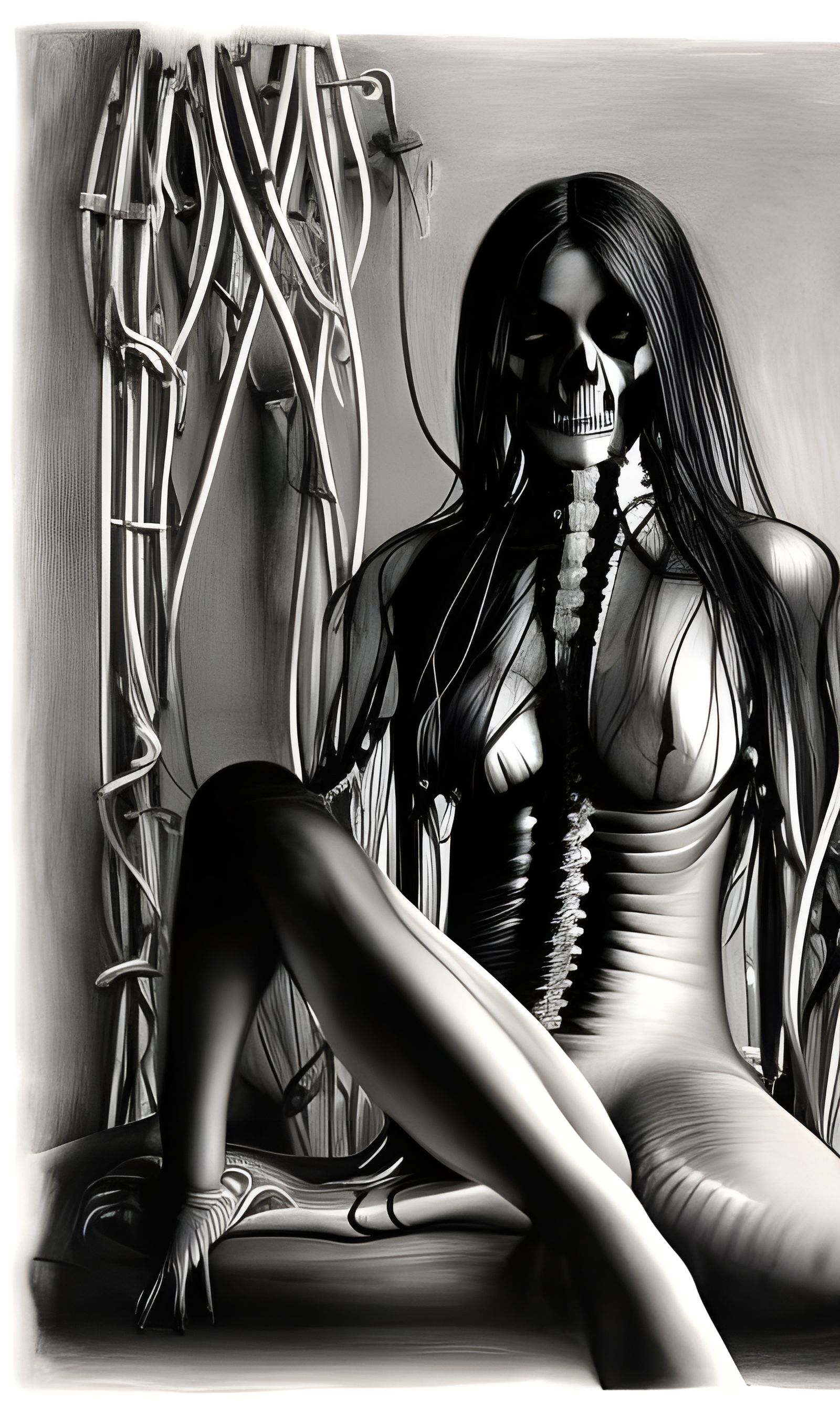 Gigeresque Androgynous Figure on Couch