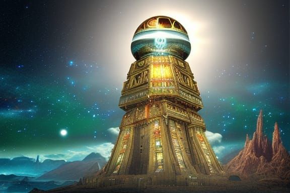 Cosmic Power Sphere Tower: Digital Matte Painting