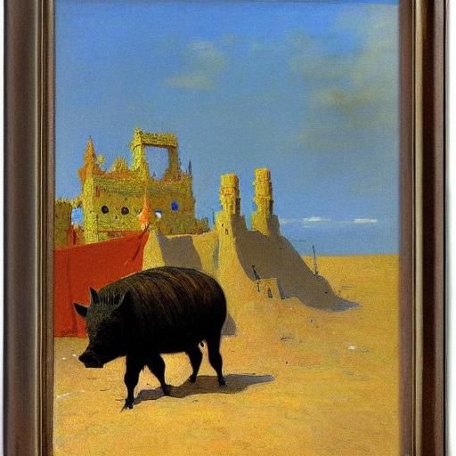 Boar and Sandcastle Inspired by Russian Realism