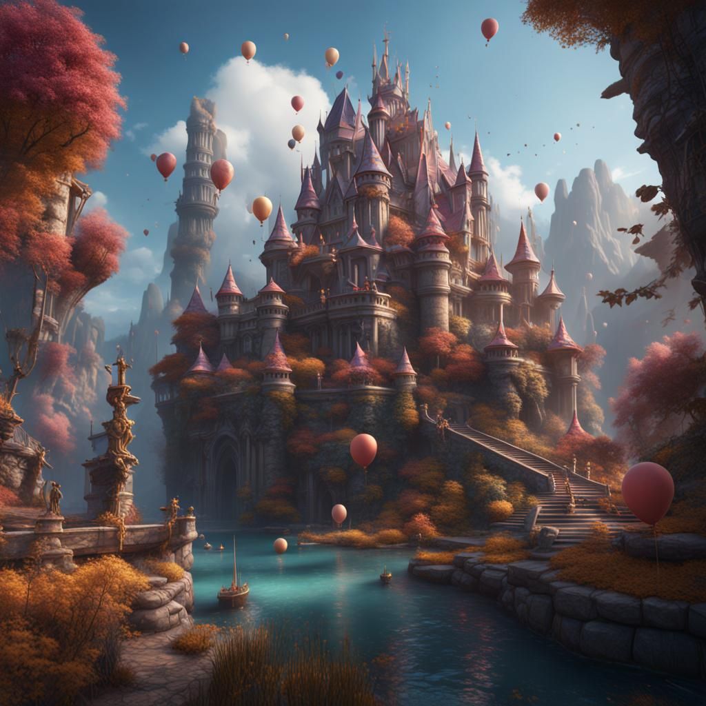 Fantastical Birthday Celebration in Detailed Matte Painting