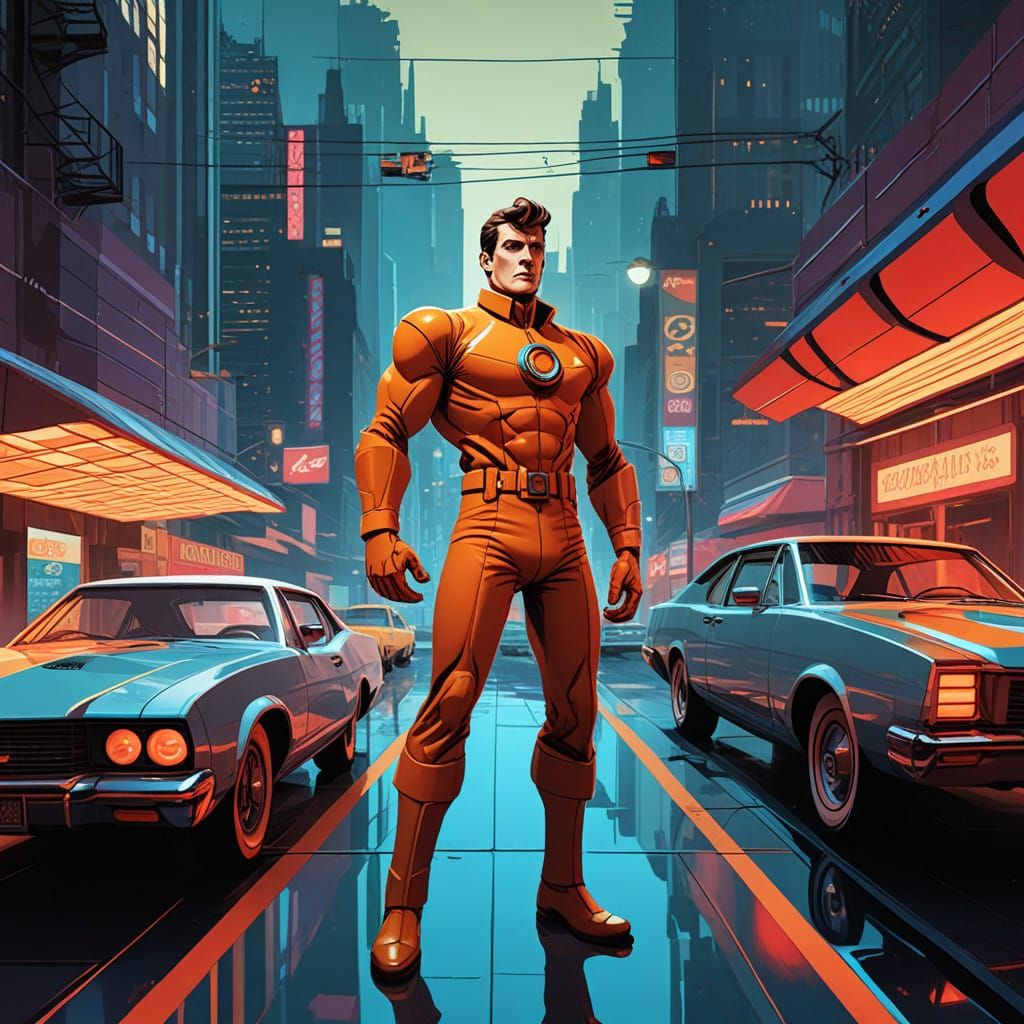 Retro-Futuristic Gadget in Classic Comic Book Style