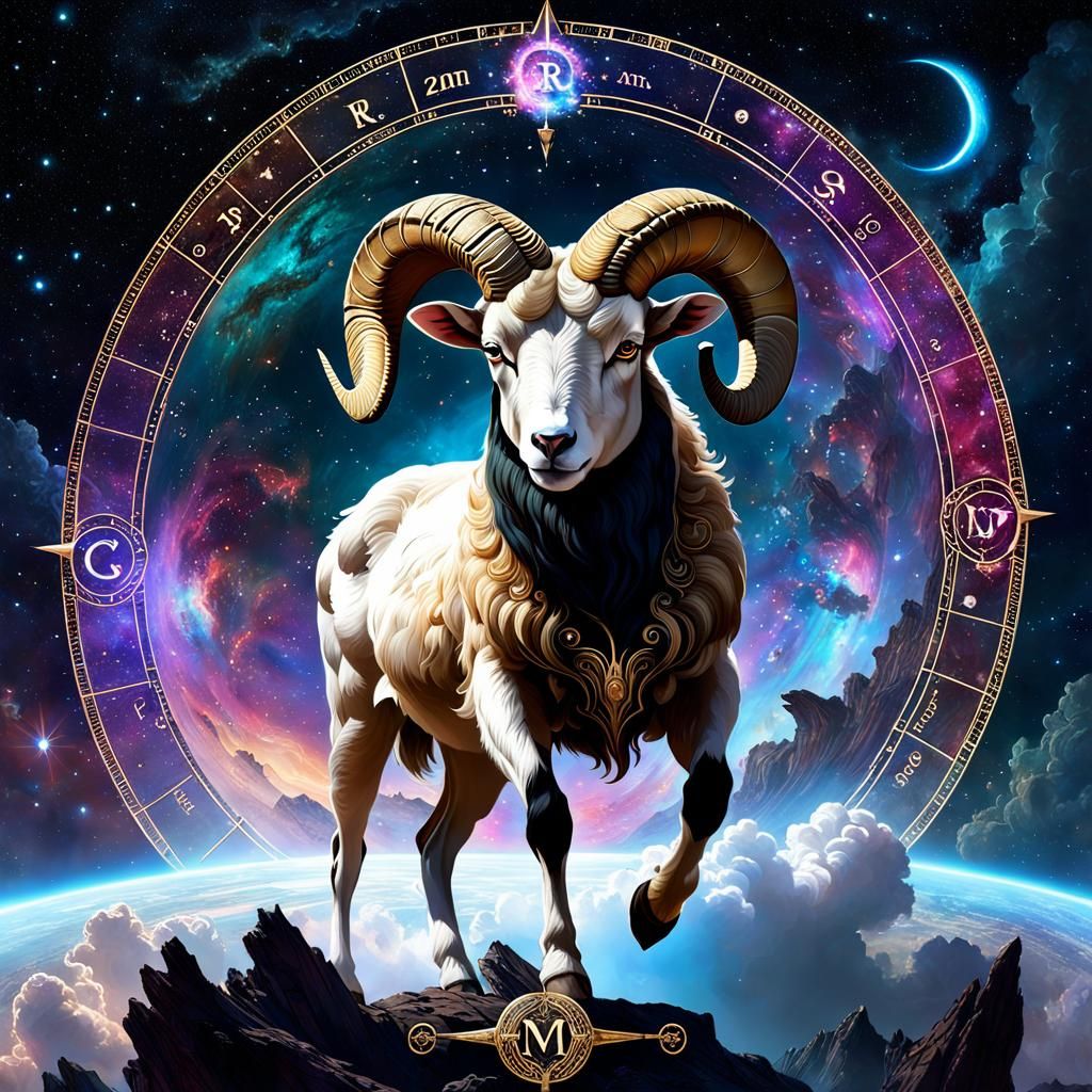 Capricorn Zodiac Sign in Cosmic Nebula