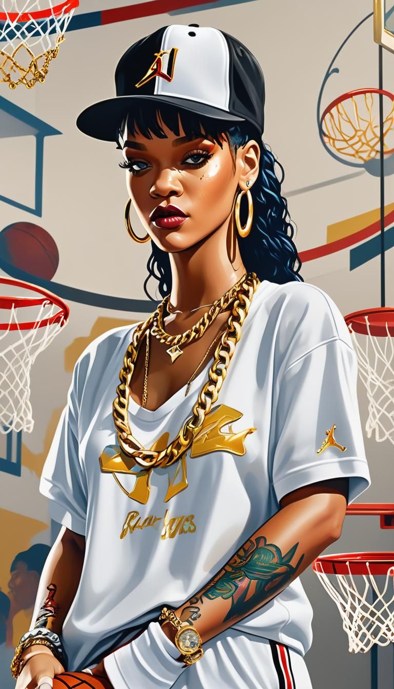Rihanna in Jordan Outfit: Hip Hop Pop Art