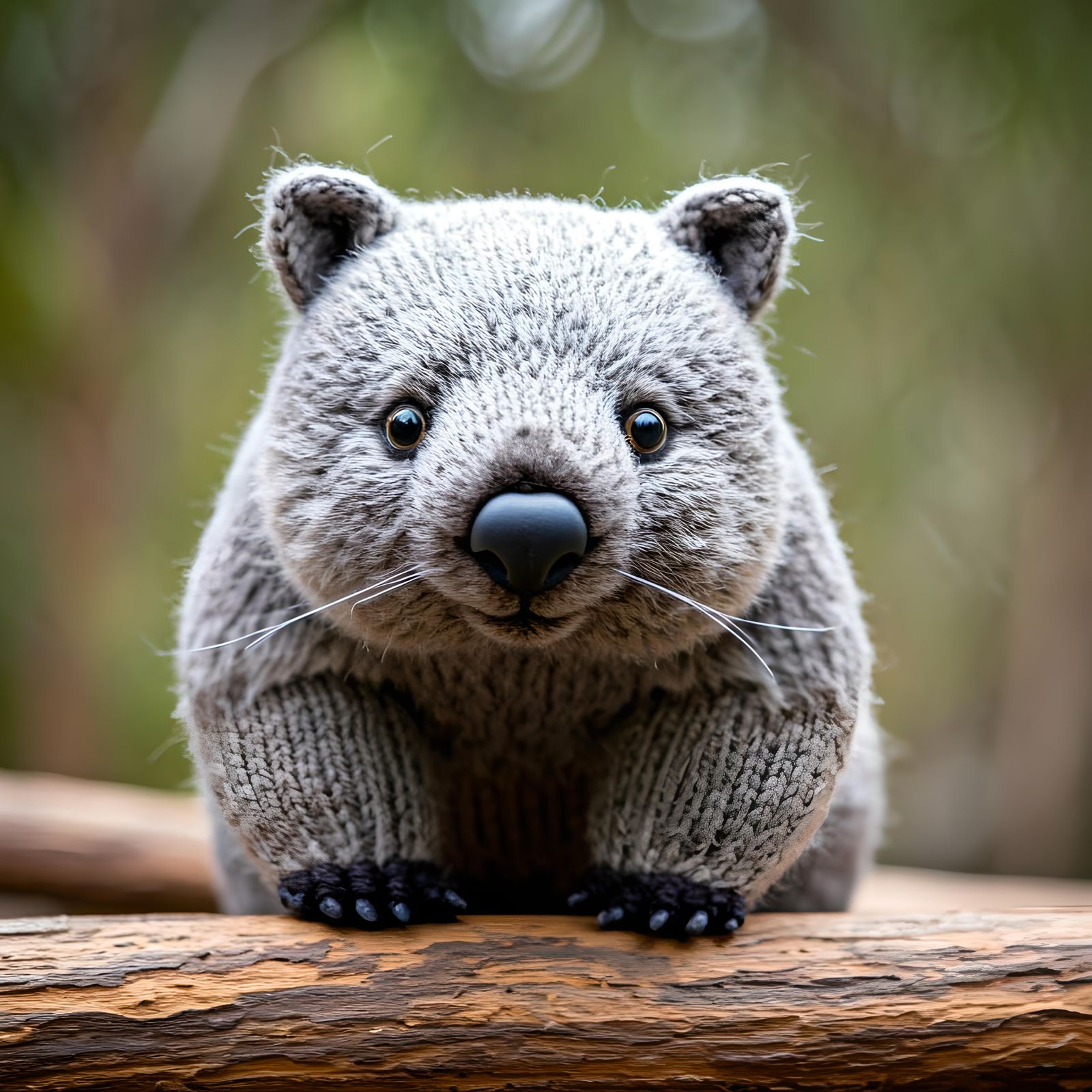 Knitted Wombat in Australian Bushland