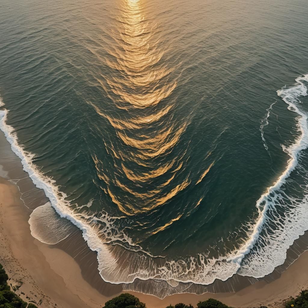 Peaceful Sunset Seascape with Golden Light