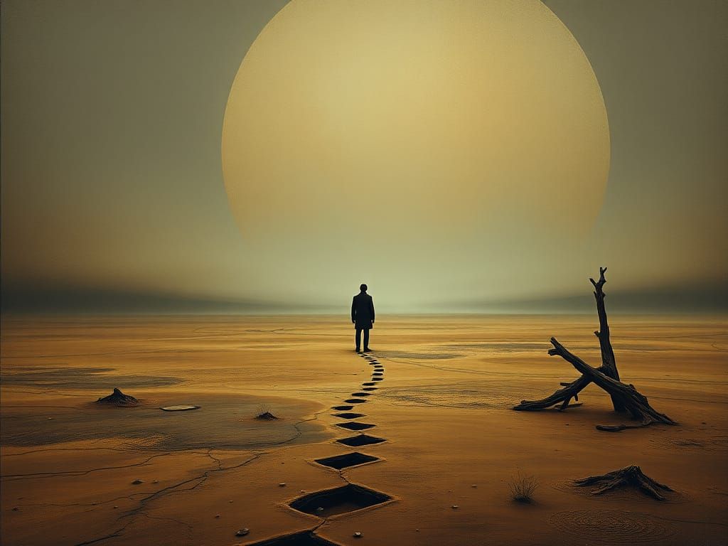 Surreal Landscape Reflecting Existential Absurdity