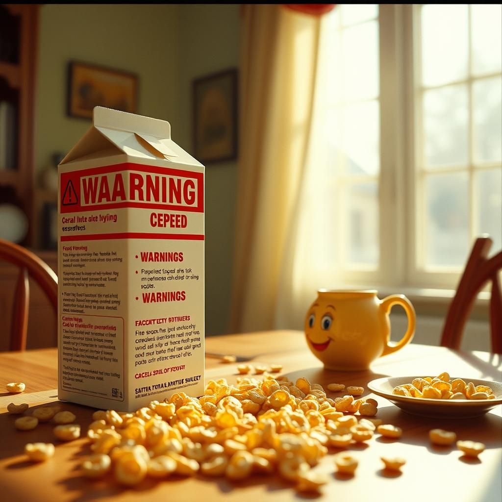 Humorous Backwards Cereal Box Design in Retro Style