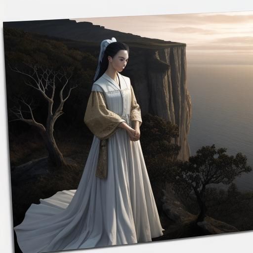 Figure Gazing at Stormy Horizon in Golden Light