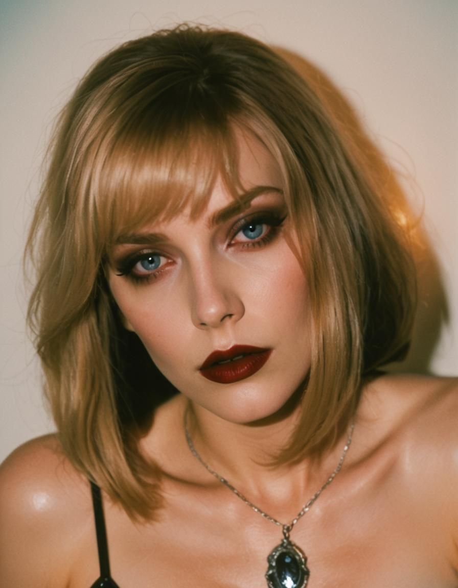 Gothic Portrait of Blonde in Black Latex