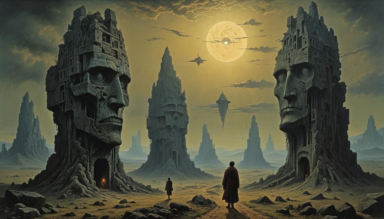 Psychedelic Surreal Landscape Inspired by Masters