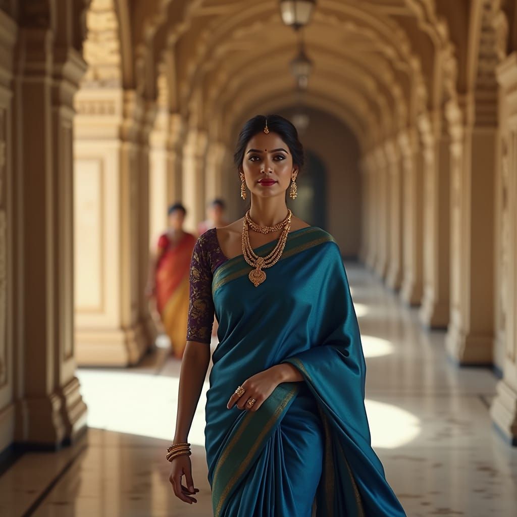 Elegant Queen Ishani Walks through Palace Corridor in Regal ...