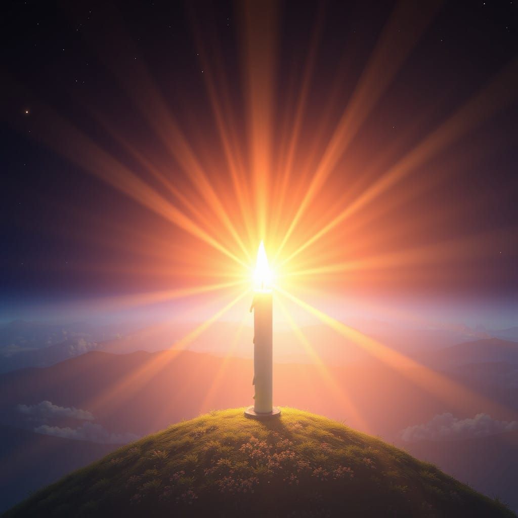 Ethereal Night Scene with Candlelight Illumination