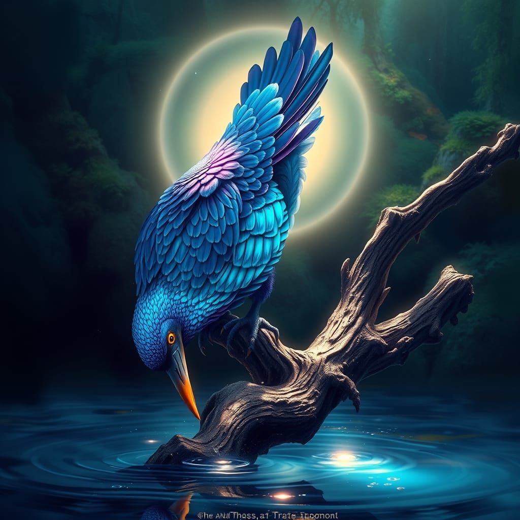 Majestic Bird in Shimmering Oasis