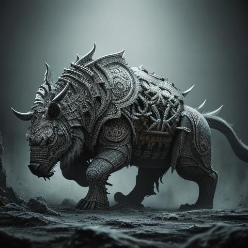 Hyperrealistic Rhino in Cinematic Composition