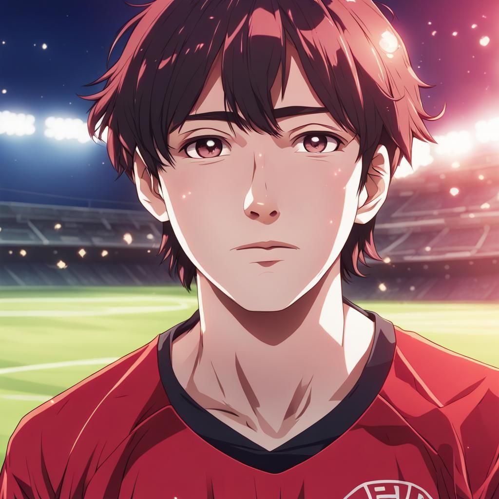 Teen Soccer Player in Anime Style, Vibrant Colors